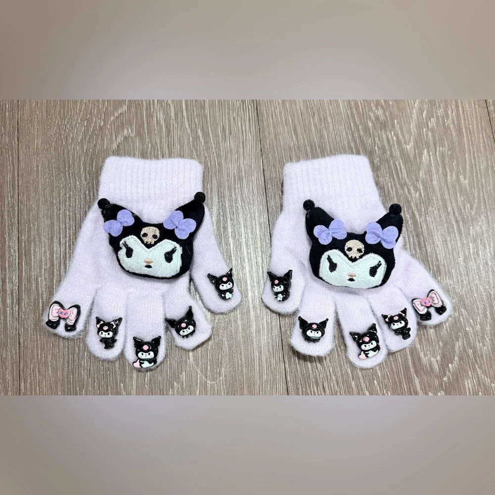 Sanrio Kuromi kids' expandable cozy gloves.